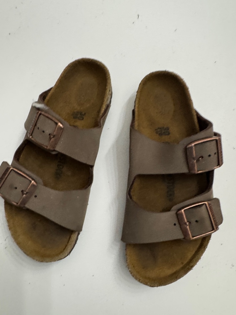 Birkenstock Kids Double-Buckle lipped  in Brown with Copper Buckles unisex size